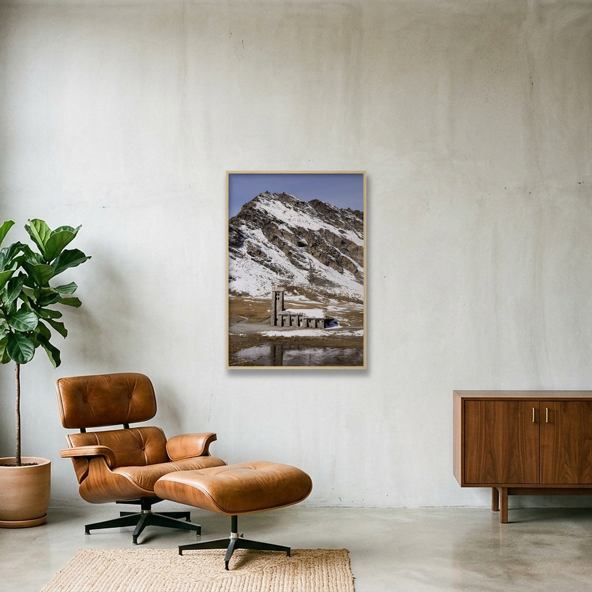 Mountain Church — 70×100cm, 28×39" Oak Frame